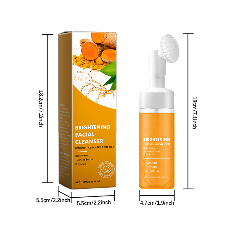 OEM Private Label Kojic Acid Clean and Clear Skin Brightening Foaming Face Wash Turmeric Foam Cleanser for Dark Spots Acne