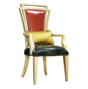 China Luxury Wooden Frame Leather Antique Leisure Arm Chair For Living Room Furniture factory