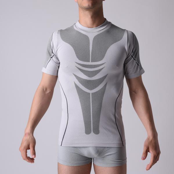 T-shirt seamless short sleeve for men, stretch tight compression Gym shirt plain