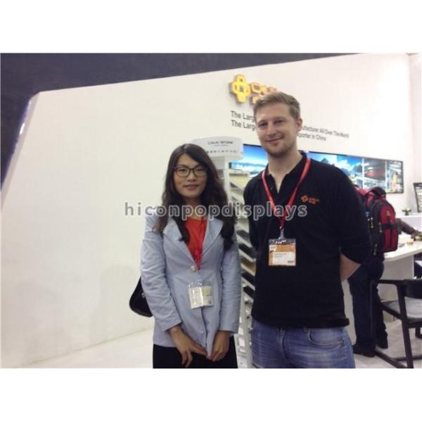 Repellent Retail Store Displays 4 - Layer Blue Powdered Metal Display Shelf