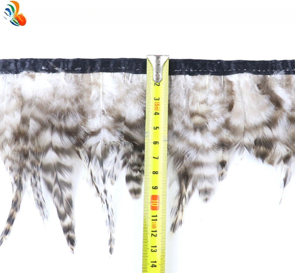 Chicken 10-15 cm Hackle Saddle Feather Fringe Trim with Ribbon Satin Tape