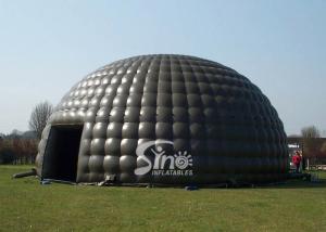 China 50 people 10m Dia. black giant inflatable dome tent made of best pvc tarpaulin factory