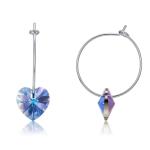 925 Sterling Silver Custom Hoop Earrings 20×10mm With Austrian crystal Crystal
