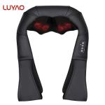 Black PU Cover Portable Neck Massager 4D Kneading With Red Light Warm Massage