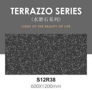 China Antibacterial 600x1200mm Dark Gray Terrazzo Indoor Floor Baby Face Vintage Porcelain Tiles For Dining Room factory