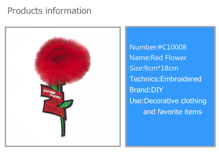 Red 3D Flower Embroidery Patches , Floral Patches For Clothes Accessoires