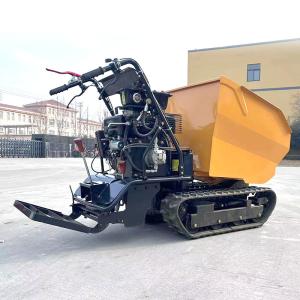 China Steel Chassis Gasoline Fuel Small Tracked Dump Truck 500kg Adjustable Speed factory