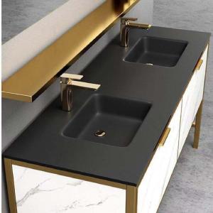 China Customized Bathroom Tempered Glass Sink Vanity Single Or Double Vessel Sink Countertop factory