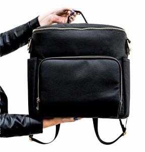 China 3 ways wearing Premium Vegan Leather Baby Diaper Backpack USB Charging Port factory