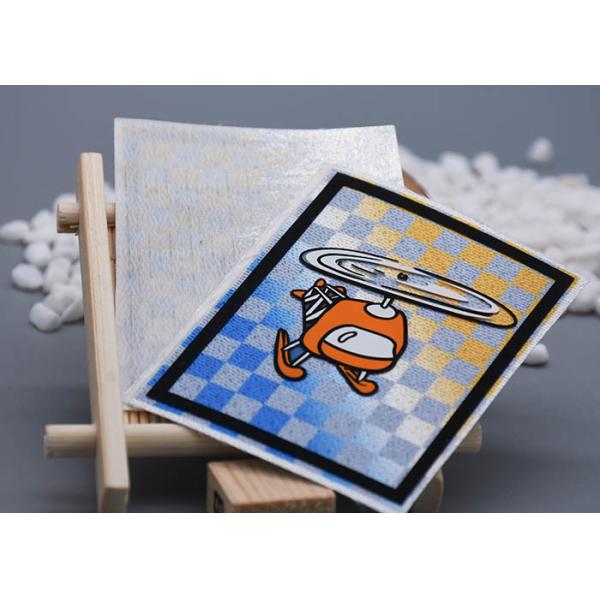 Horizontal Woven Fabric Screen Printed Patches With Eco Friendly Silicone Logo
