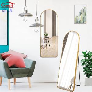 China Gold Standing Salon Led Floor Mirror for Full Length Dressing Decor in Customized Size factory