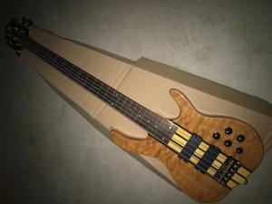 China 5 Strings Ken bass Smith bass Golden Hardware with Active pickup Burl Top &amp; Back electric guitar Bass factory
