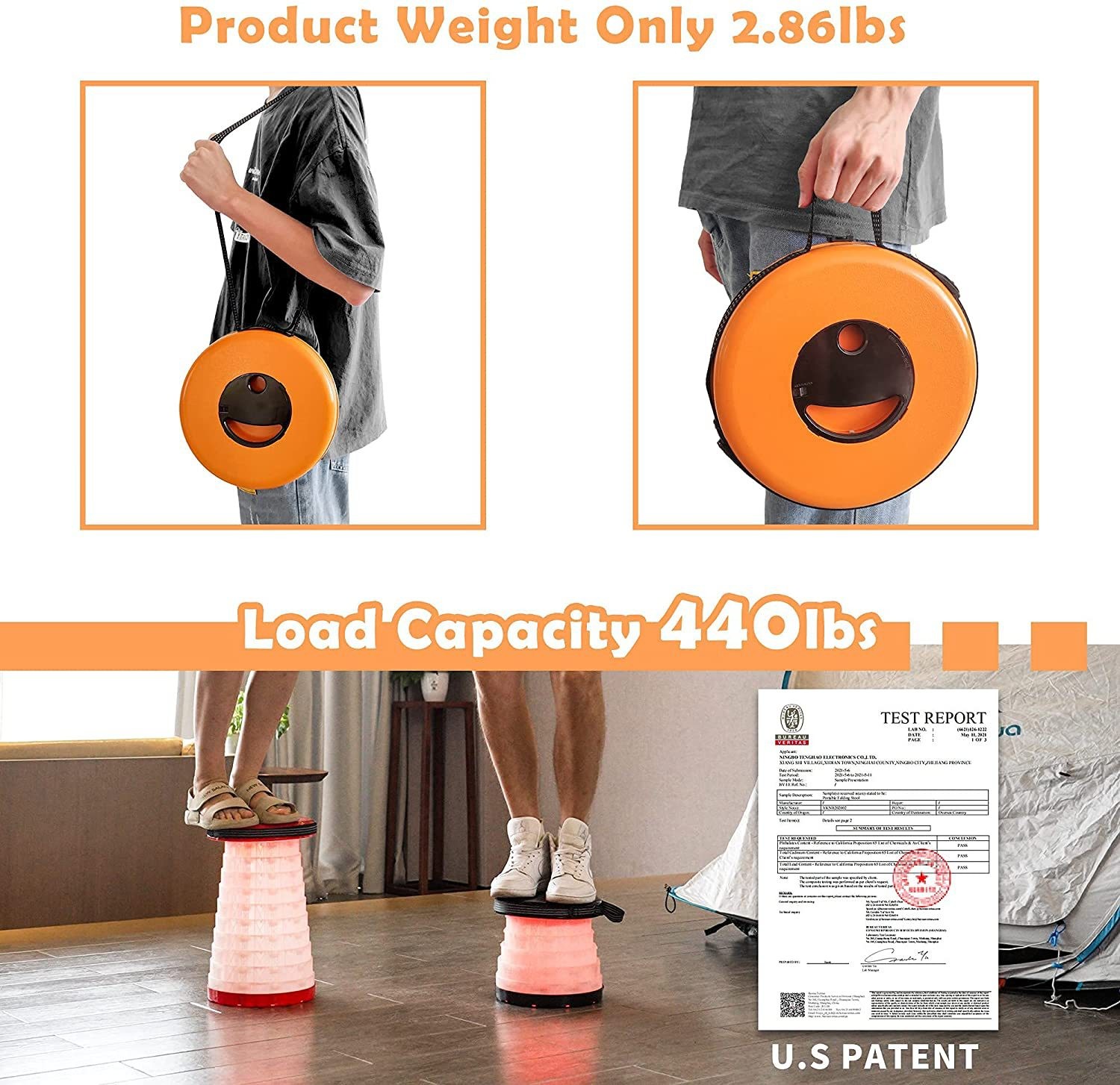 Portable Collapsible Folding Stool Lightweight Retractable Telescopic