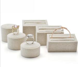 China MDF Wrapped Linen Ring And Bracelet Holder , Velvet Ring Stand Shop Exhibition factory