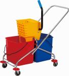 Hotel Cleaning Noiseless 23L Double Mop Bucket Trolley