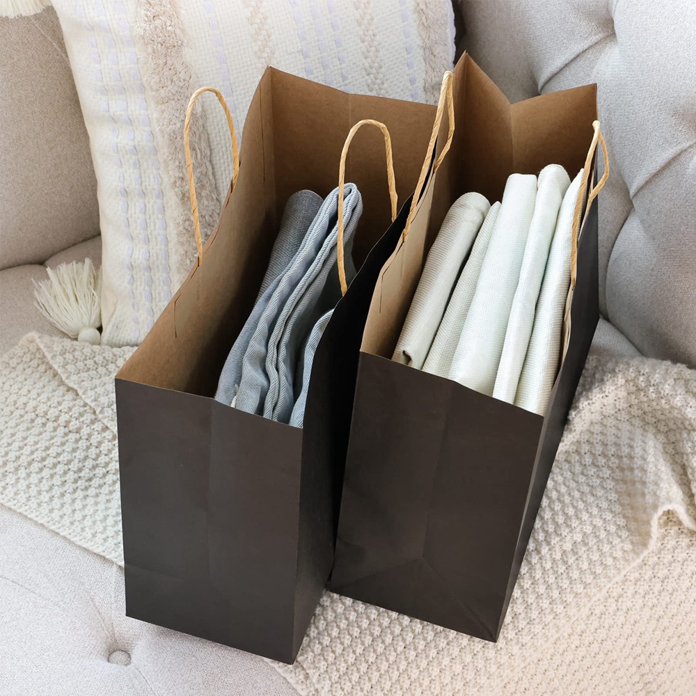 Gravure Printing Flat Bottom Kraft Paper Bag for Merchandise Nature Clothes Shopping