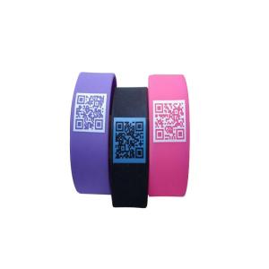 printed readable QR code customized logo silicone rubber wristbands CE