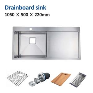 China 105x50 Black Undermount Kitchen Sink With Drainboard Brushed Single Bowl factory