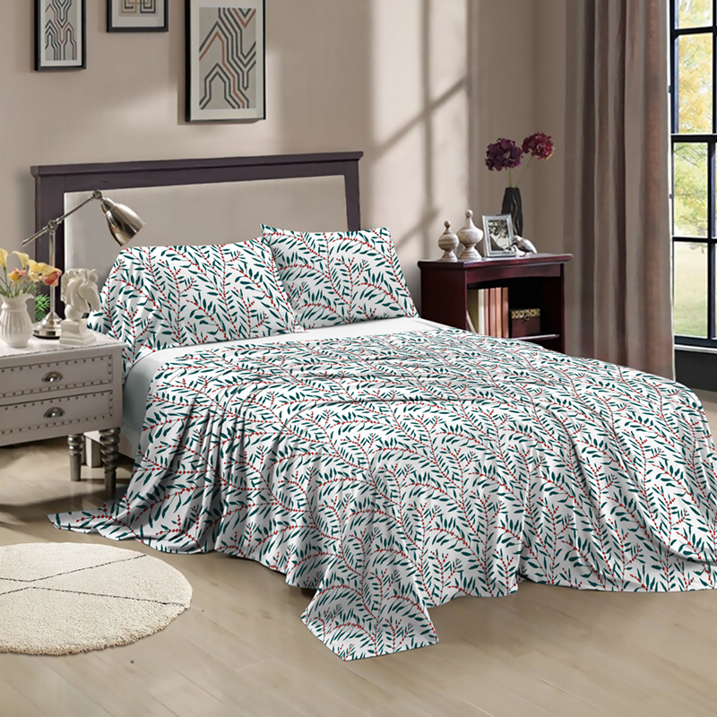 100% Polyester Multi Size Custom Printed Sheet Set for Queen Size and King Fitted Sheet