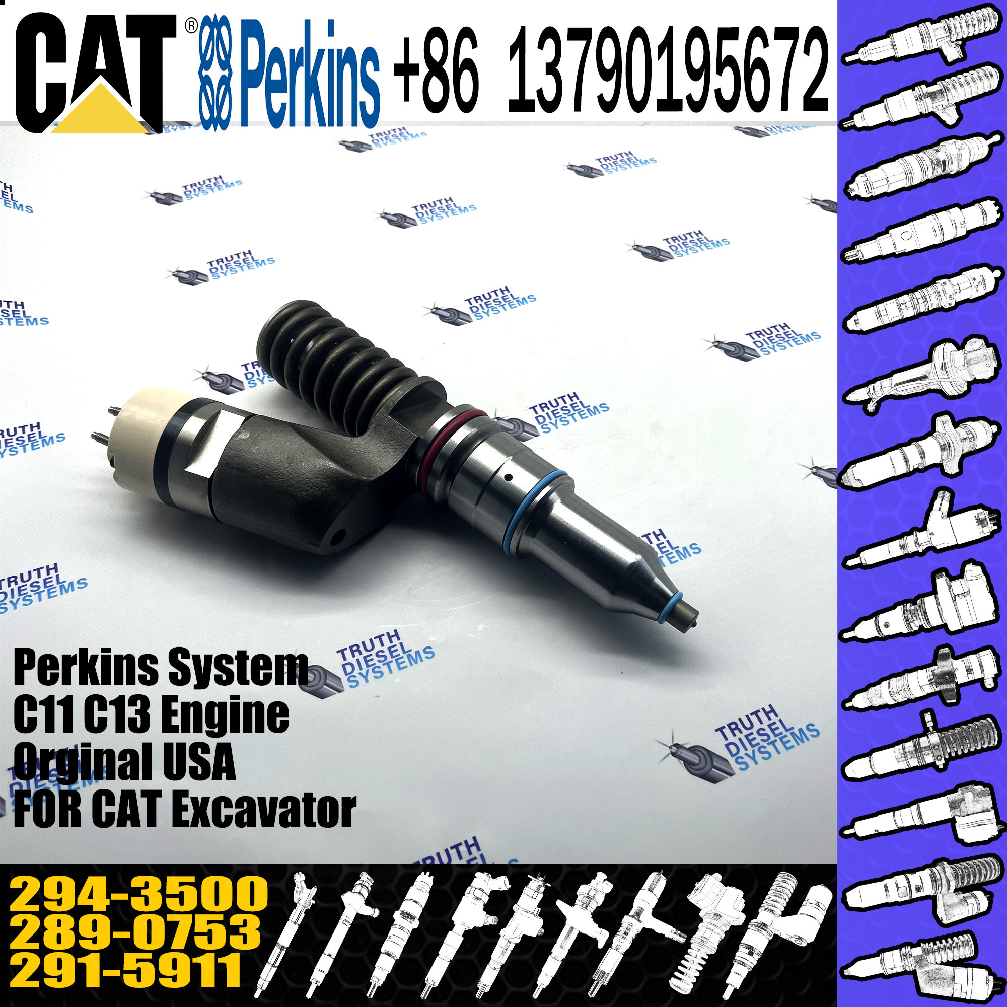 C15/C18 engine fuel injector 289-0753 291-5911 20R-5353 294-3500 with genuine packing