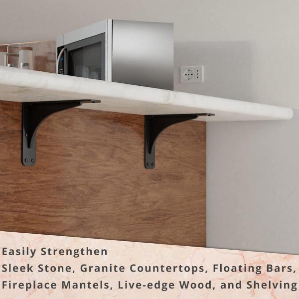 500 Lb Wall Bracket for Low Profile Granite Countertop Support Easy DIY Install Slim Design