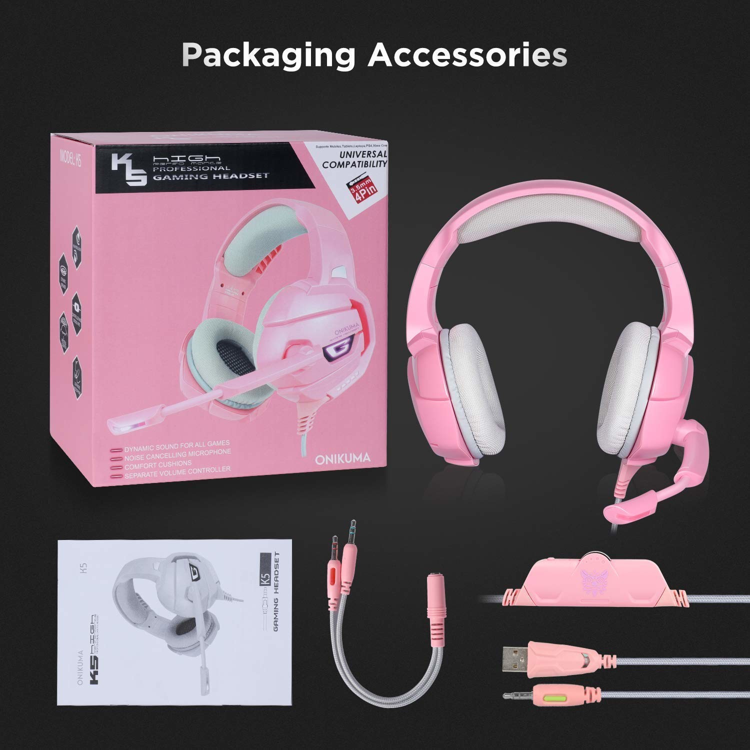 PSP PS4 DC5V 50mm onikuma k5 Wired Computer Headset