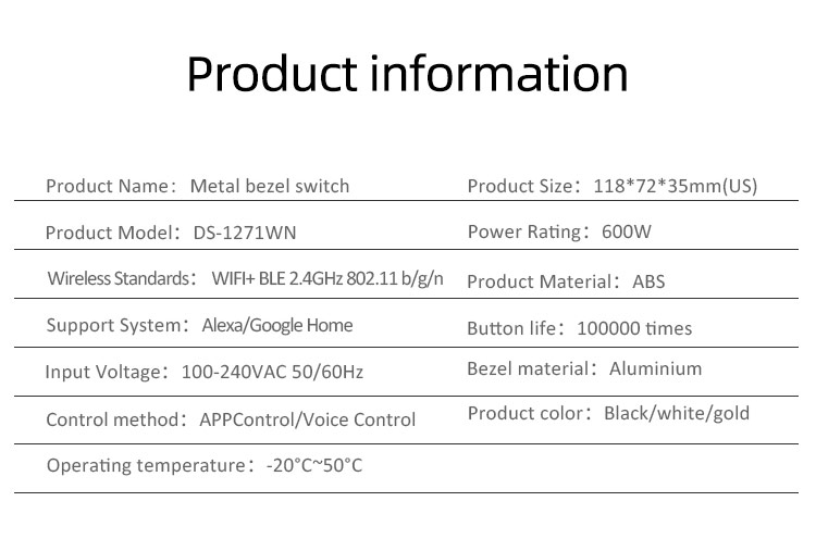 Aluminium Bezel Tuya Smart Switch