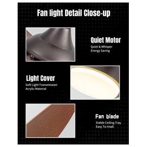 Wholesale factory Pop Style Solid Wood Ceiling Fan With DC Motor And LED Light