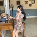 Floral Painting Print A Line Puff Sleeve Mini Dress Leisure Holiday Style