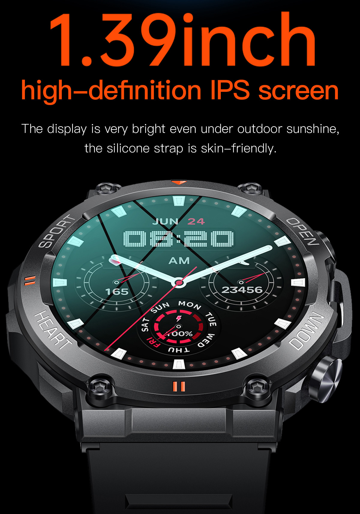 1.39inch Round Outdoor Smart Watch Bracelet Large Screen 4G Android ODM