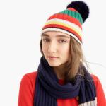 Colorful Stripe RIB Knitted Hat Scarf Gloves Set For Winter Wear Resistant