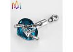 No Tarnish Blue Heart Diamond Cremation Engraved Necklace Charms