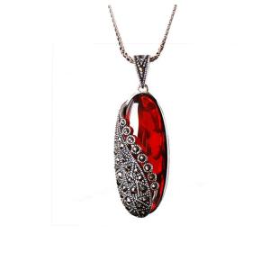 China Vintage Thai 925 Silver Garnet Marcasite Pendant and 18 Inches Chain(N11065RED) factory