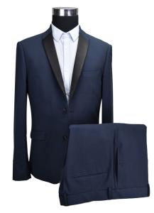 China Wedding Mens Tuxedo 2 Piece Suit Bridegroom Navy Breathable 42 - 62 Size factory