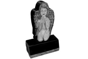 China Black granite angel engraving baby headstones factory
