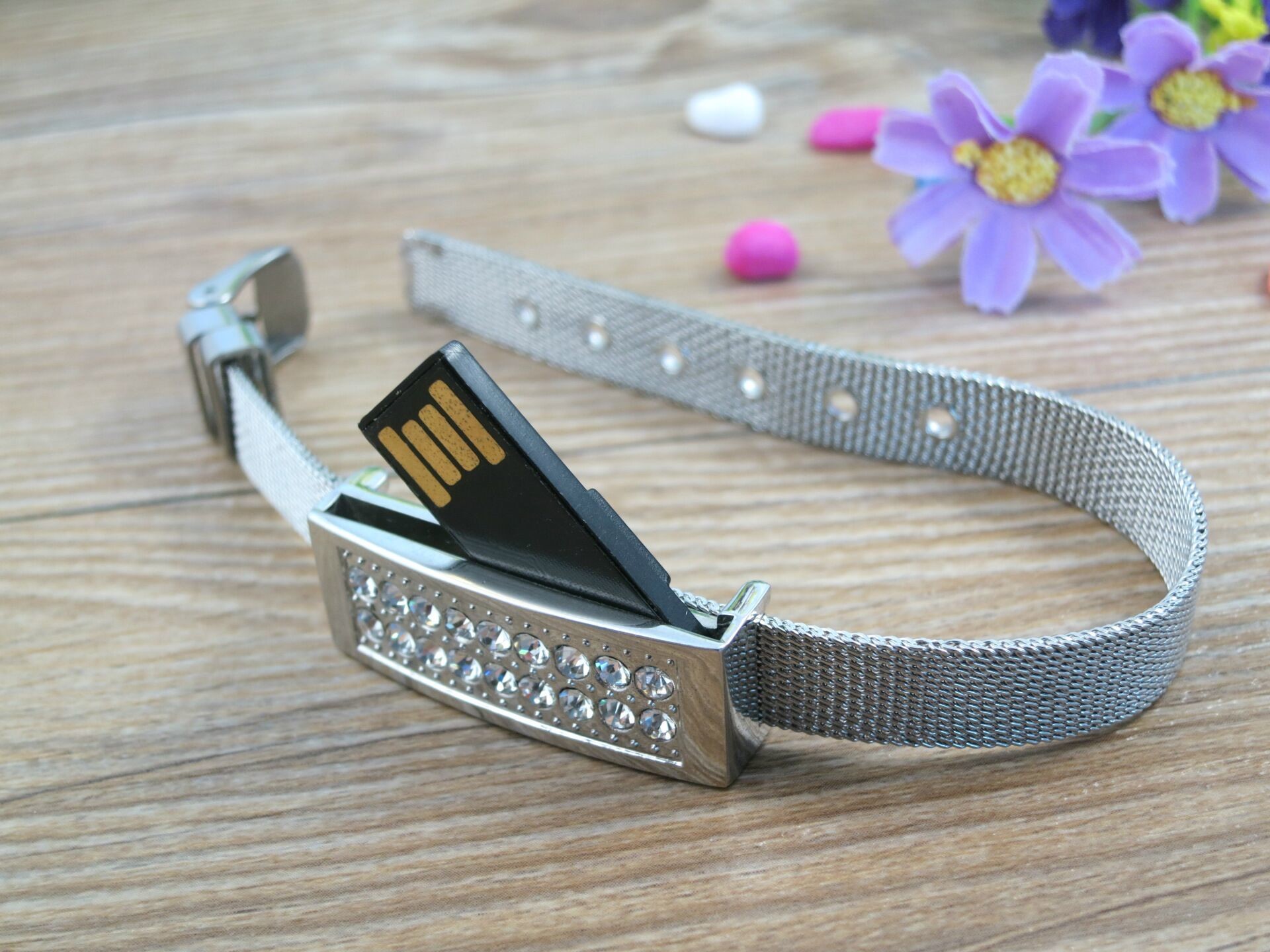 Metal Shell Silicone Wristband USB Flash Drive Bracelet Leather 32GB 128GB