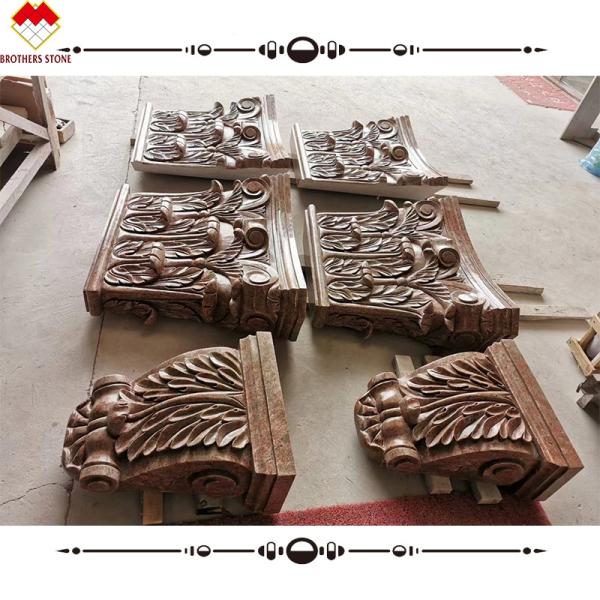 Hotel Beige Cream Marble Roman Corinthian Capital Stone Column Bracket Carving Corbels