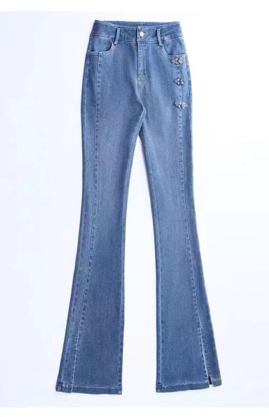 factory manufacturer custom logo wholesale women's stretch denim pants fashion