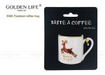 D5.2xH5.4cm Size Espresso Coffee Mugs 90mL Capacity Merry Christmas / Deer