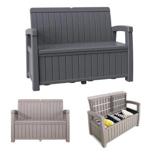 China Plastic Storage Arm Bench Seat Chair for Outdoor Patio Garden Balcony Park Beach Pool factory