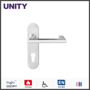China Stainless Steel Fire Door Lever Handle EN1906 and EN1634 Satin Finish factory