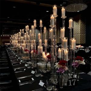 China 10 Arms Crystal Glass Candelabra Crystal Candle Stand 145CM factory