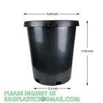 Multi Drainage Holes, Plastic Black Square Plant Flower Nursery Pot, Planter