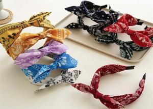 China GLH011 headband with flowers rabbit ears wide head hoop female pressure hoop knotted fabric headband wholesale factory