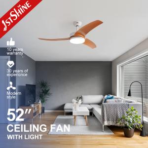 China Elegant Design Wood Grain ABS Blades Ceiling Fan 52 Inch With Dimmable Light factory