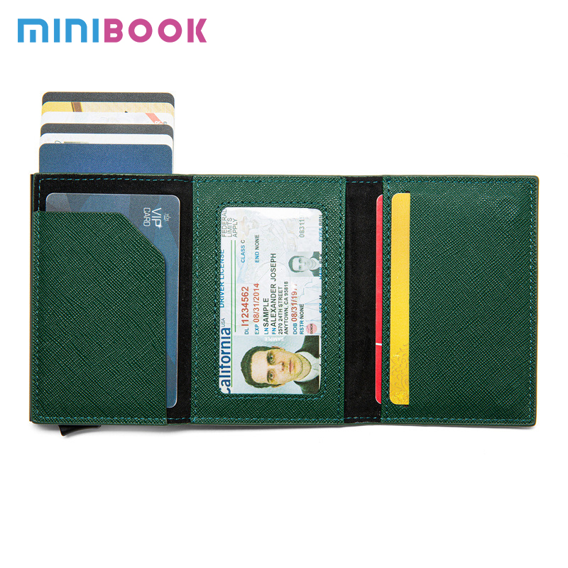 Custom Logo Avaliable Credit Card Holder with RFID Blocking and Banknote Compartment