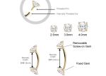 16g Diamond Gold Body Piercing Jewelry Ring 10mm 8mm Dimension For Belly Button