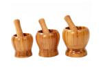 Set of 2 Natural Bamboo Household Garlic Pepper Spice Pounder Mortar and Pestle