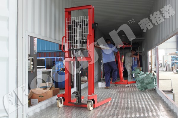Stainless Steel 304 Direct Cooling System 40HQ Containerized Block Ice Making Machine