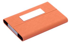 China 50 Business Card Capacity Slim Metal Business Card Holder PU Design With Compact Frame factory
